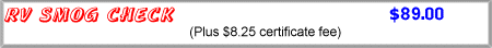 RV Smog Check  $89.95