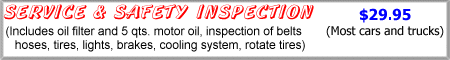 SERVICE & SAFETY INSPECTION $29.95